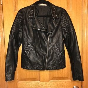 Vegan Leather Studded Hollister Moto Jacket
